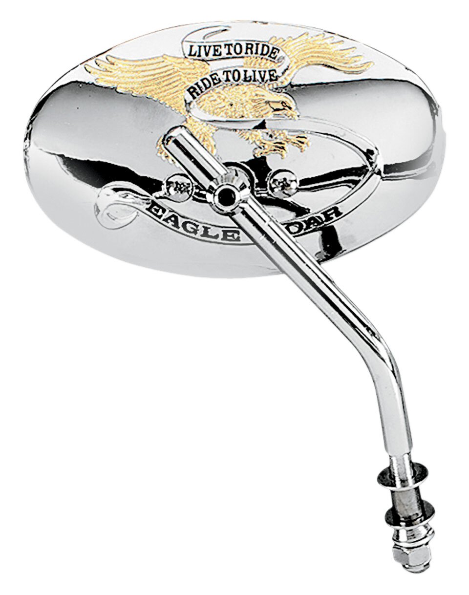 Milwaukee Twins Gold-Over-Chrome Live To Ride Cateye Short Stem Mirror