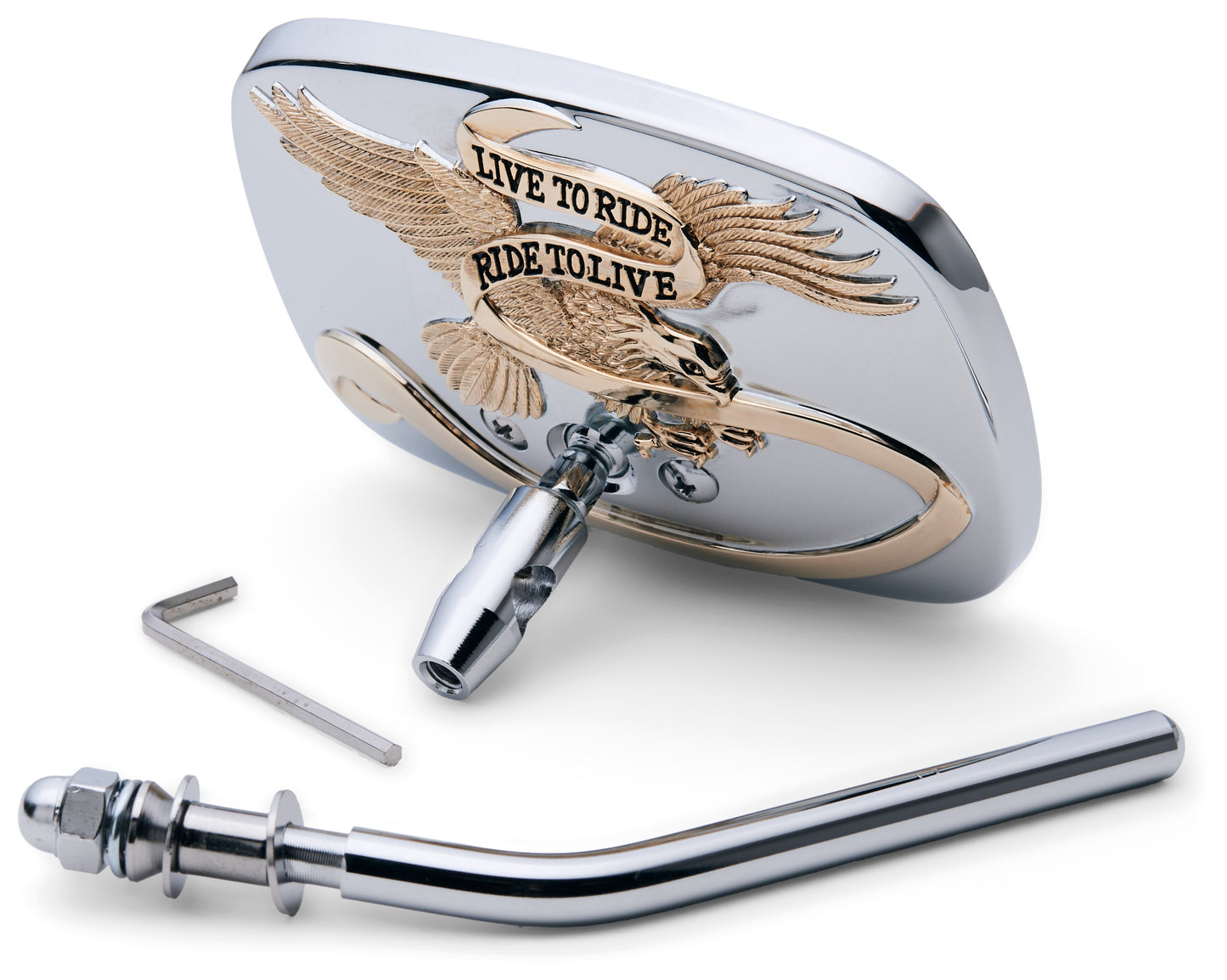 Milwaukee Twins Gold-Over-Chrome Live To Ride Mirror