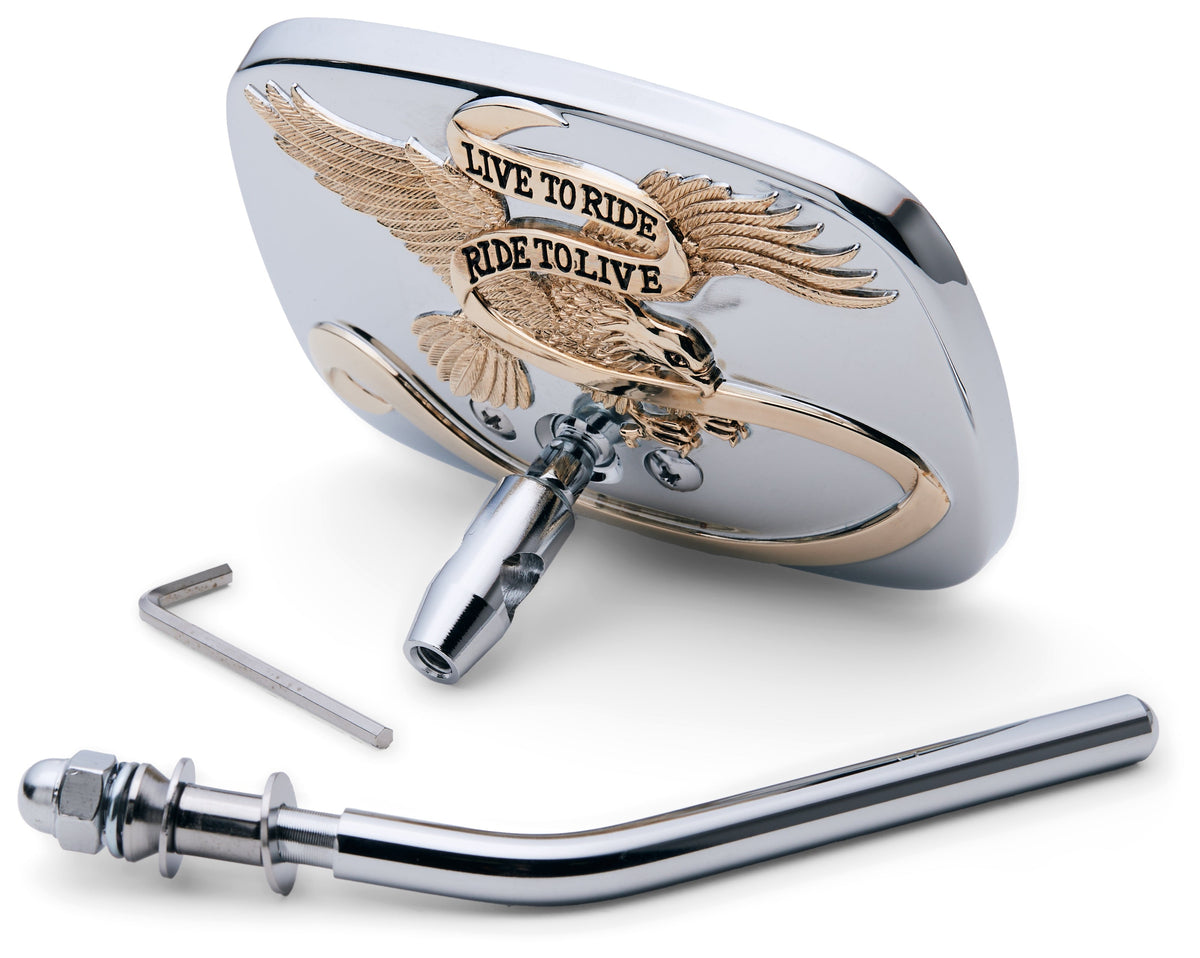 Milwaukee Twins Gold-Over-Chrome Live To Ride Mirror