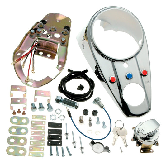  Milwaukee Twins 3-Light Dash And Mounting Kit For Harley FLH / FX 1958-1984