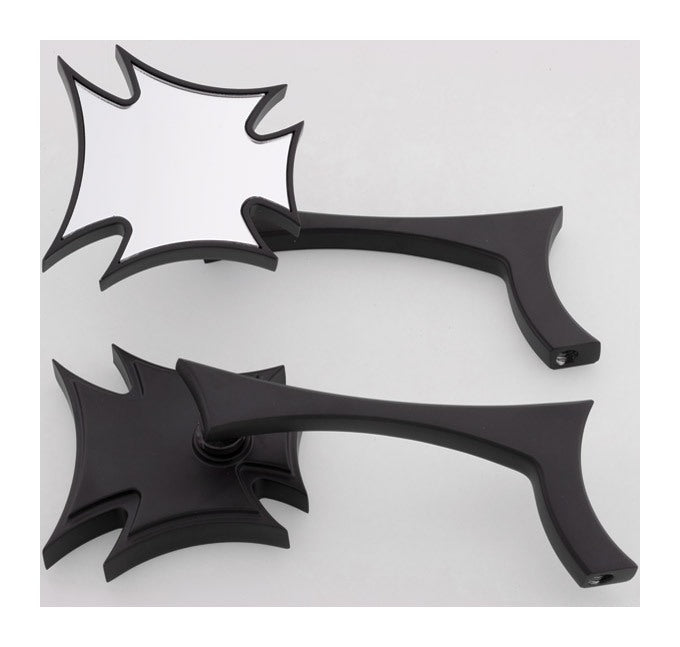  Milwaukee Twins Wild Maltese Cross Mirror Set With Radical Elbow Stem