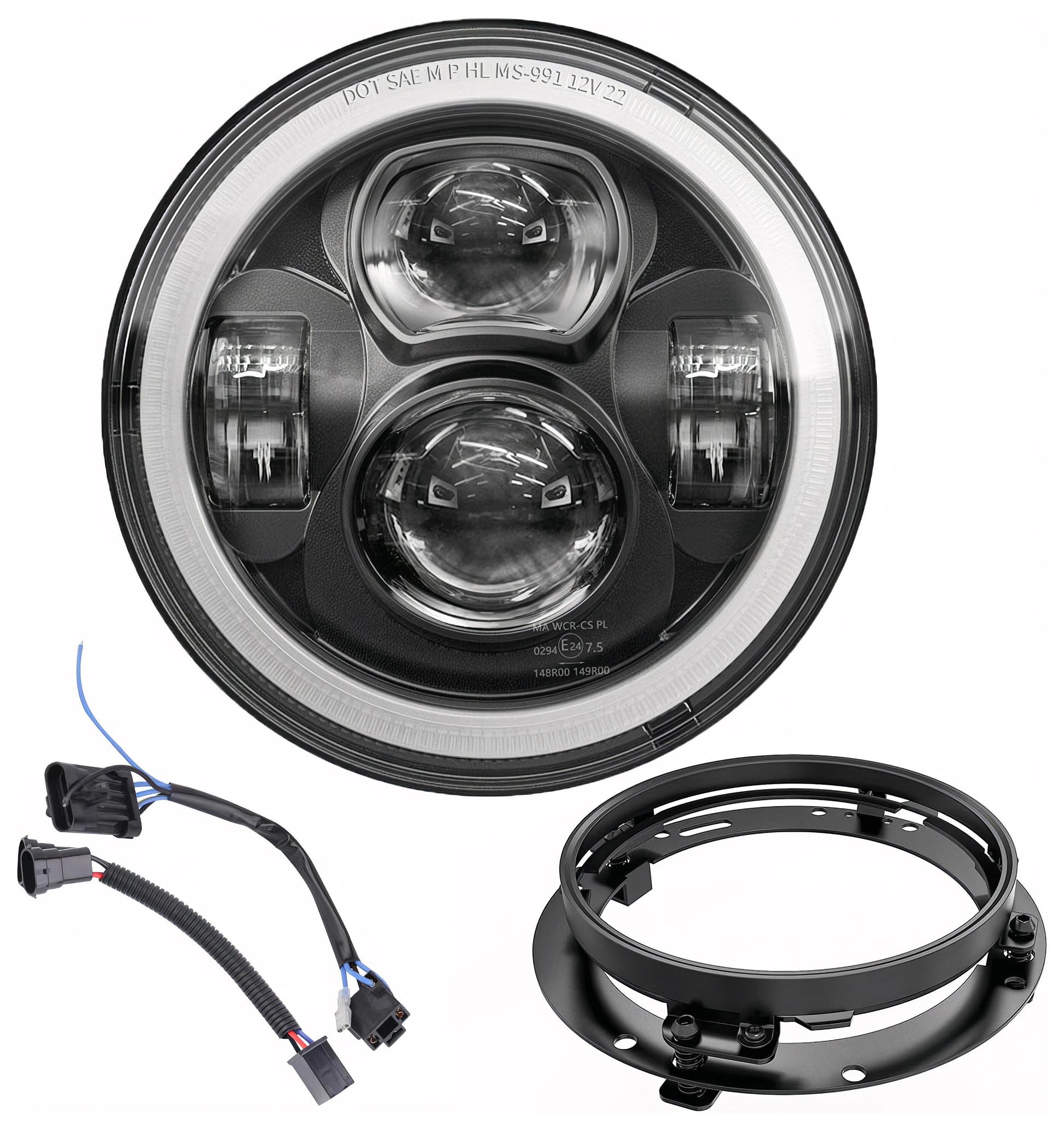  Milwaukee Twins 7" LED Headlight With Mounting Bracket For Harley 1994-2025