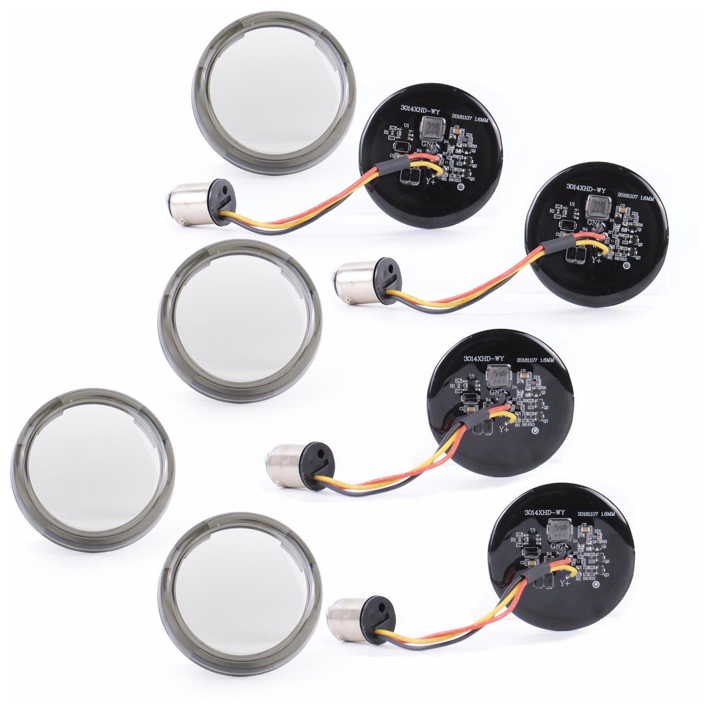  Milwaukee Twins LED Front And Rear Turn Signal Insert Kit For Harley 2000-2025