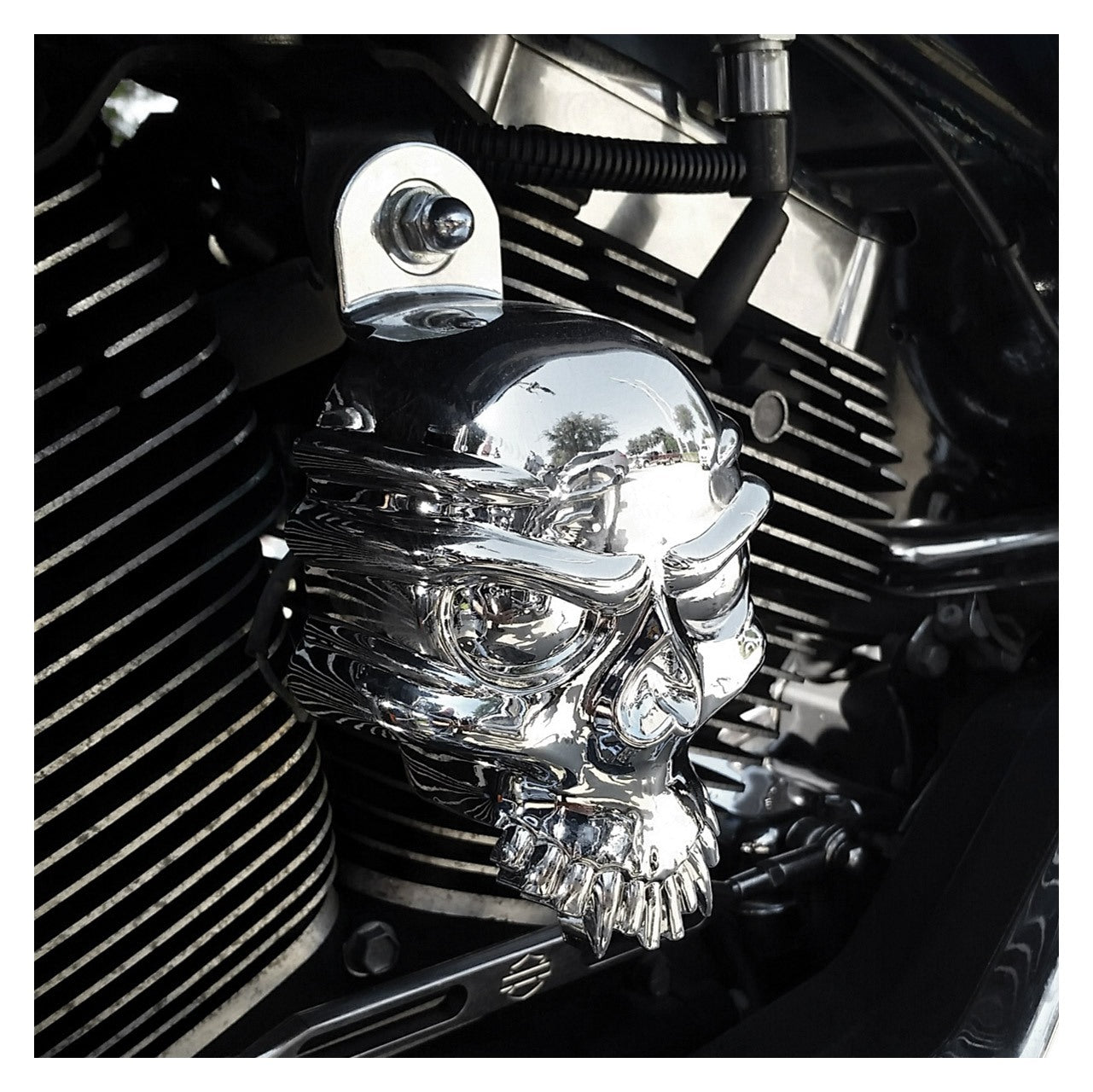  Milwaukee Twins Skull Horn Cover For Harley 1991-2017