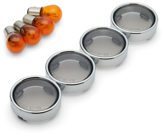  Milwaukee Twins Smoke Turn Signal Lens Kit With Chrome Trim Ring