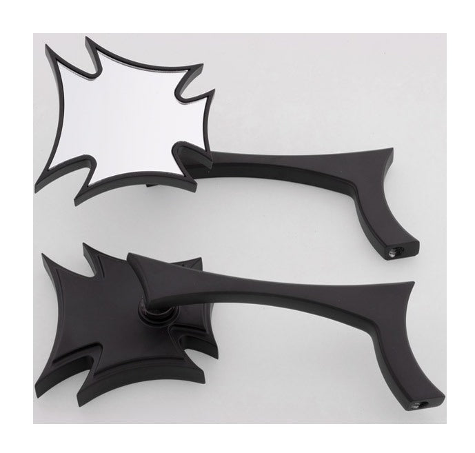  Milwaukee Twins Wild Maltese Cross Mirror Set With Radical Elbow Stem Mirrored [Open Box]